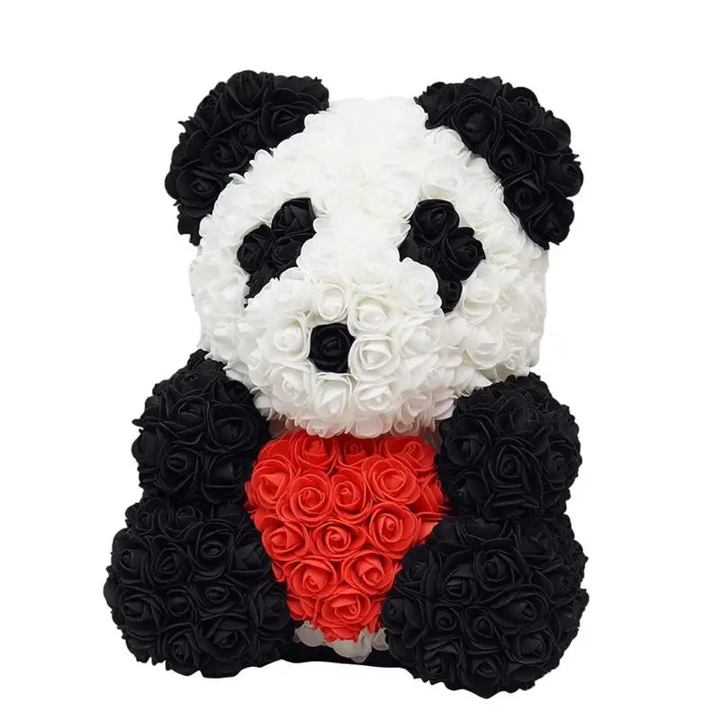 Forever Artificial Flowers Rose Panda Bear Girlfriend Valentines Day Anniversary Christmas Gift Birthday Present Wedding Decor