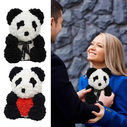 Forever Artificial Flowers Rose Panda Bear Girlfriend Valentines Day Anniversary Christmas Gift Birthday Present Wedding Decor