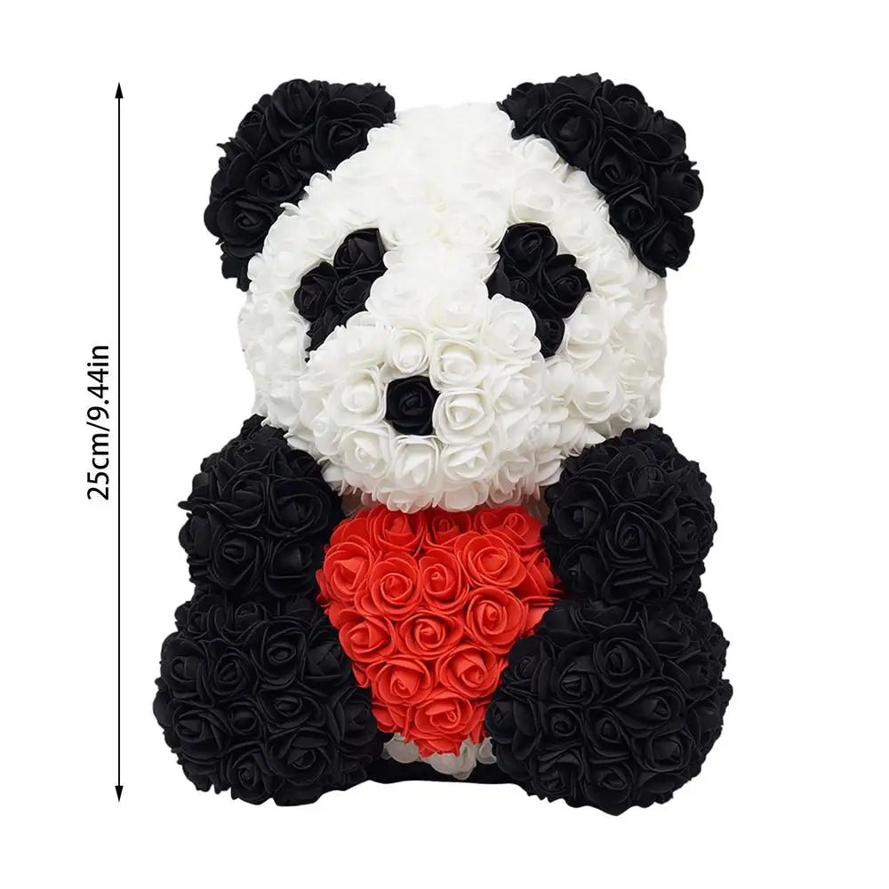 Forever Artificial Flowers Rose Panda Bear Girlfriend Valentines Day Anniversary Christmas Gift Birthday Present Wedding Decor