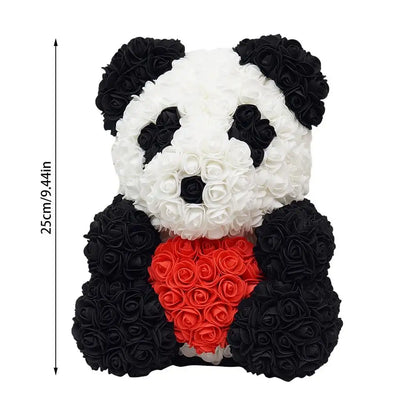 Forever Artificial Flowers Rose Panda Bear Girlfriend Valentines Day Anniversary Christmas Gift Birthday Present Wedding Decor