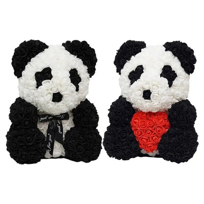 Forever Artificial Flowers Rose Panda Bear Girlfriend Valentines Day Anniversary Christmas Gift Birthday Present Wedding Decor