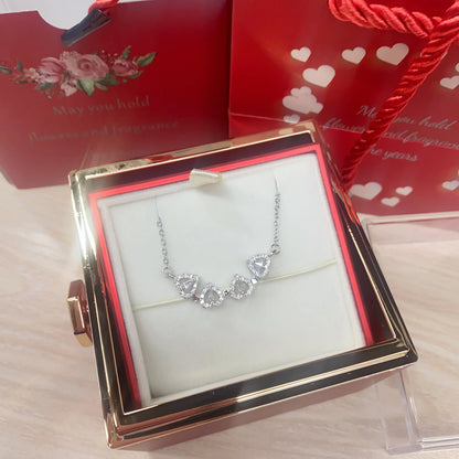 Valentine Eternal Rose Jewelry Ring Box Rotate Wedding Pendant Necklace Storage Case For Women Valentine's Day Gift