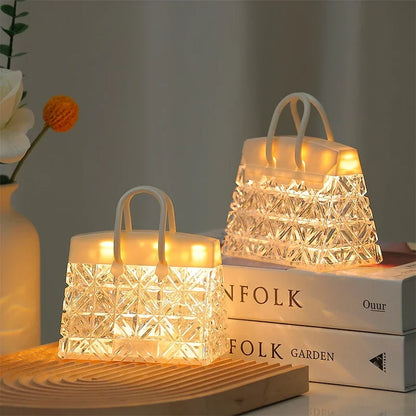 Creative Night Light Acrylic Crystal Handbag With Hand Gift for Children's Gift Bedside Atmosphere Deco  Led Small Table Lamps