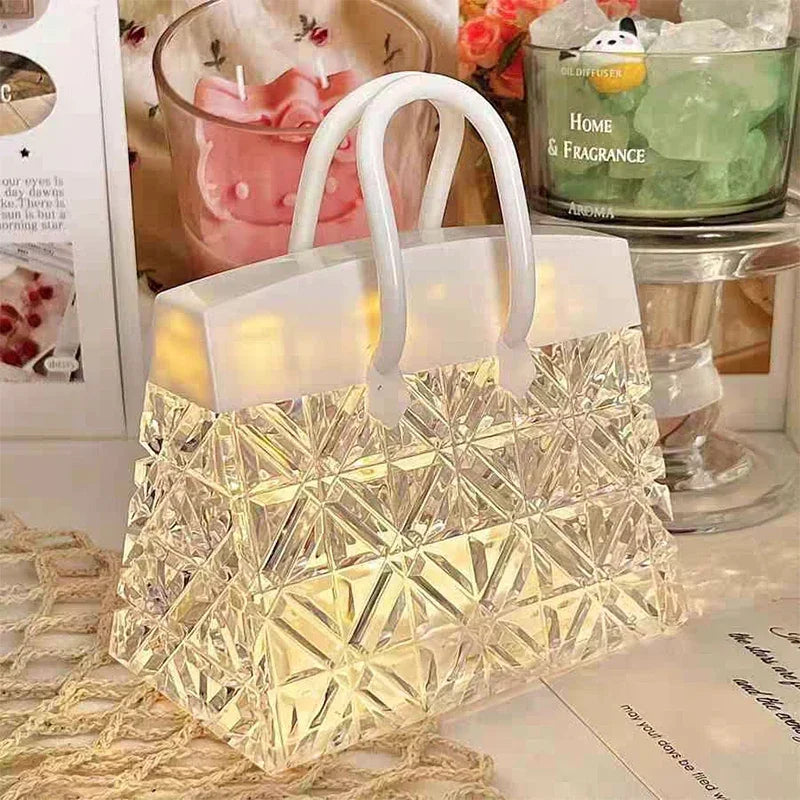 Creative Night Light Acrylic Crystal Handbag With Hand Gift for Children's Gift Bedside Atmosphere Deco  Led Small Table Lamps