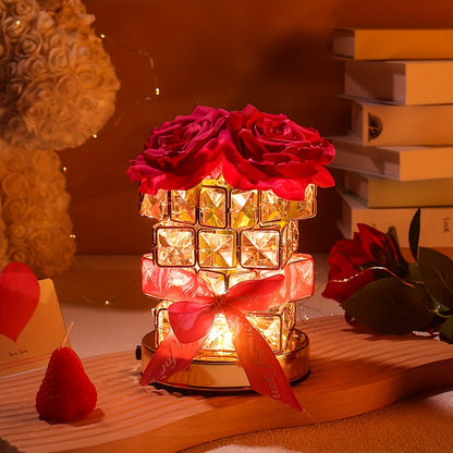 A Creative USB Crystal Rose Light Art Decorative Light Decorative Nightlight Atmosphere Light Living Room Room Bedroom Restaurant Bar Suitable for Halloween Christmas Gifts Without Batteries